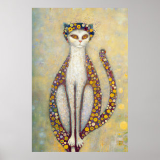 Cat In The Style Of Gustav Klimt, Art Nouveau Poster