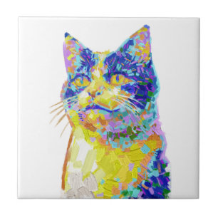 Cat in the Sunlight Button Ceramic Tile