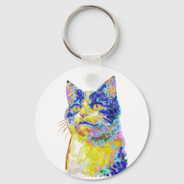 Cat in the Sunlight Button Key Ring (Front)