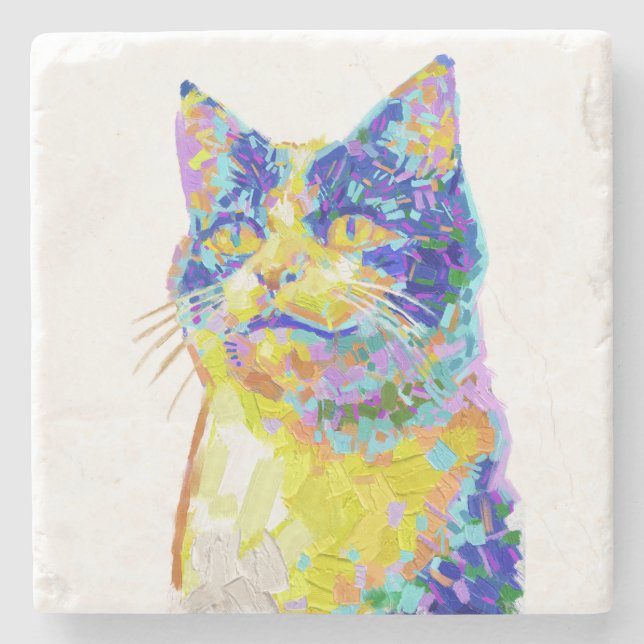 Cat in the Sunlight Button Stone Coaster (Front)