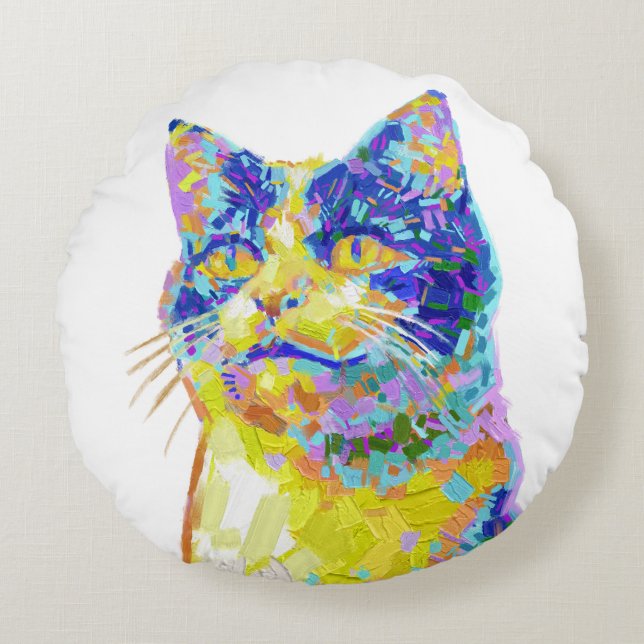Cat in the Sunlight Round Cushion (Front)