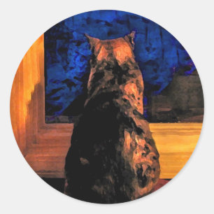 Cat in the Window Classic Round Sticker