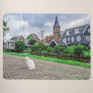 Cat in traditional fishing village sherpa blanket