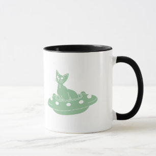 Cat in Ufo - Choose background colour Mug