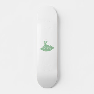 Cat in Ufo - Choose background colour Skateboard