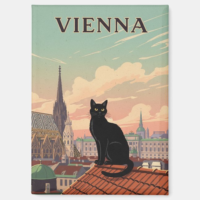 Cat in Vienna Austria Travel Magnet (Front)