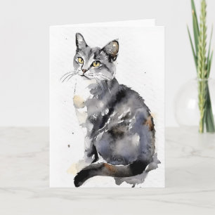Cat In Watercolors  Card