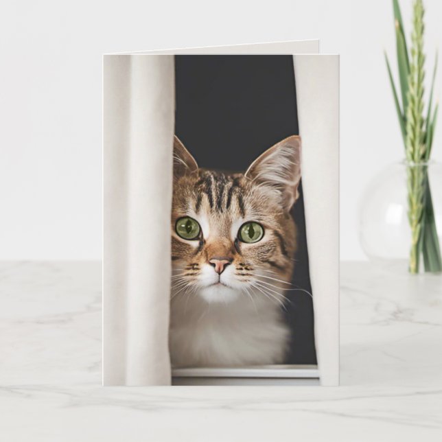Cat In Window For Miss You Card (Front)