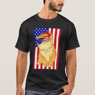 Cat Independence Day American Flag 4th Of July Meo T-Shirt