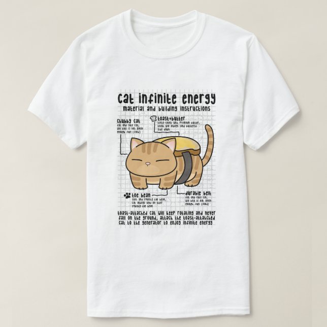 Cat Infinite Energy Butter Toast T-Shirt (Design Front)