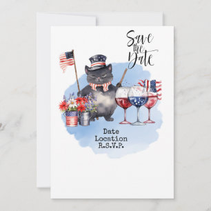 Cat invitation for 4th July save the date America