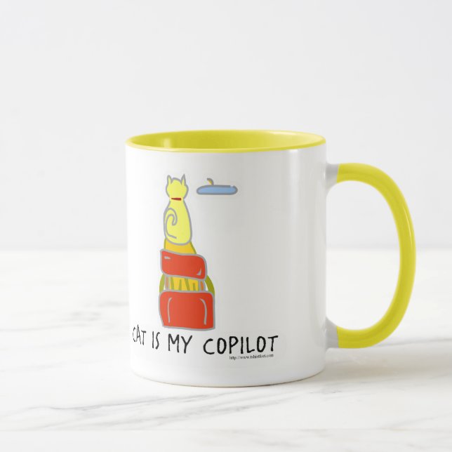 Cat Is Copilot Funny Cartoon Art Fun Motto Mug (Right)