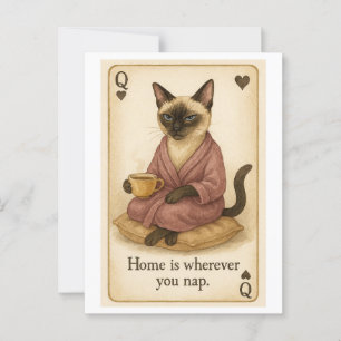 Cat is drinking coffee postcard