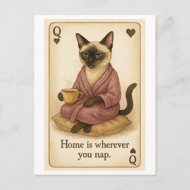 Cat is drinking coffee postcard (Front)