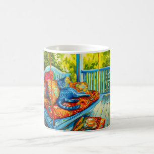 Cat is Grooming on Swing Coffee Mug