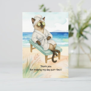 Cat is on the beach thank you card