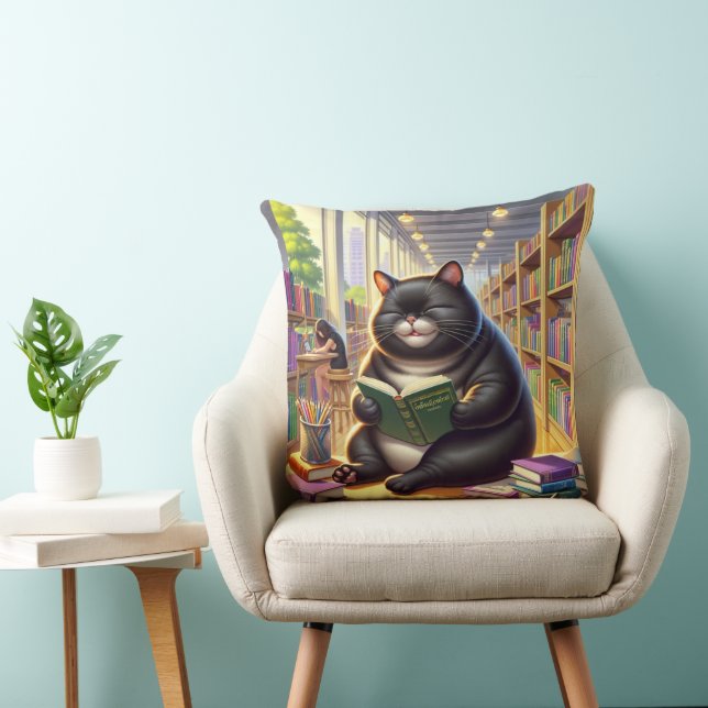 Cat is reading a book cushion (Chair)