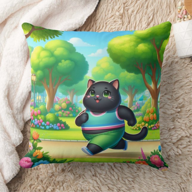 Cat is running in a park cushion (Blanket)
