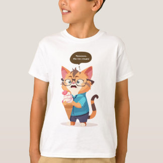 Cat is shocked when his ice cream falls. T-Shirt