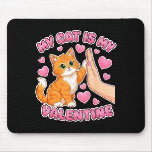 Cat is valentine cute cat heart valentines day mouse pad