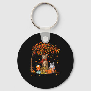 Cat It’s Fall Y’all Pumpkins Autumn Halloween Cat Key Ring