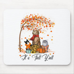 Cat It’s Fall Y’all Pumpkins Autumn Halloween Cat Mouse Pad