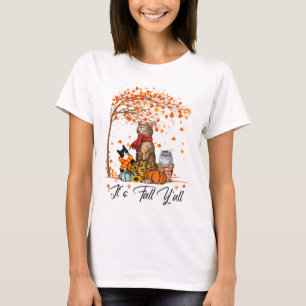 Cat It’s Fall Y’all Pumpkins Autumn Halloween Cat T-Shirt