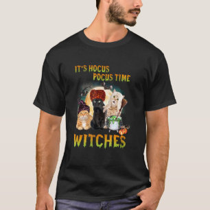 Cat Its Hocus Pocus Time Witches Halloween Design T-Shirt