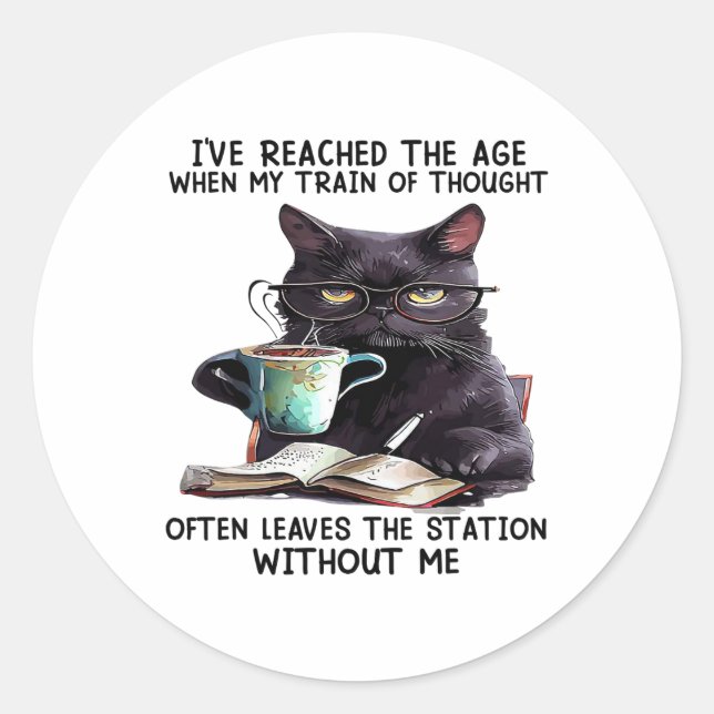 Cat I've Reached The Age When My Train Of Thought  Classic Round Sticker (Front)