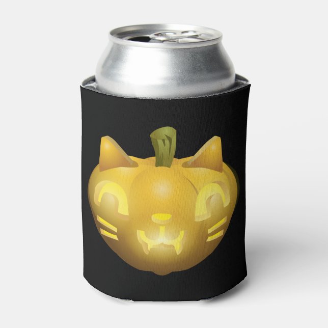 Cat Jack O Lantern Can Cooler (Can Front)