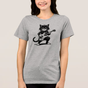 Cat Jamming on The Guitar Tri-Blend Shirt