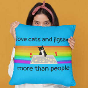 cat jigsaw do you love more cats or jigsaw puzzles cushion