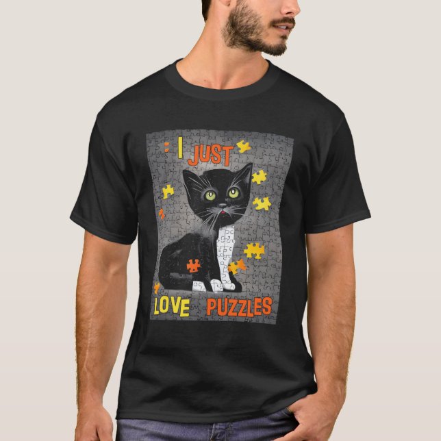 Cat Jigsaw Puzzle Love T-Shirt (Front)