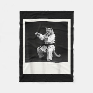 Cat Jiu Jitsu Karate Taekwondo Funny Graphic Fleece Blanket