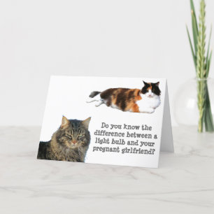 Cat Jokes Light Bulb Over Pregnant Girlfriend Card