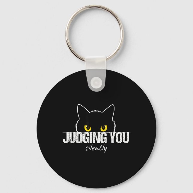 Cat Judging You Silently Key Ring (Front)