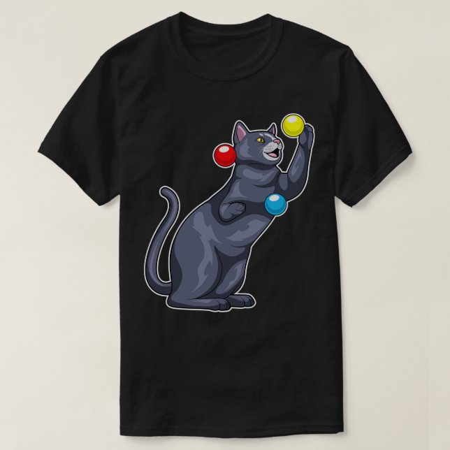 Cat Juggler Juggle T-Shirt (Design Front)