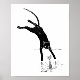 Cat Jumping into the Pond, Alexandre Steinlen Poster