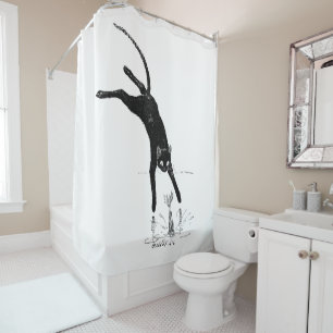 Cat Jumping into the Pond, Alexandre Steinlen Shower Curtain