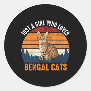 Cat - Just A Girl Who Loves Bengal Cats - Cat Long Classic Round Sticker