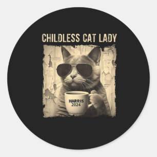 Cat Kamala 2024 Harris - Childless Cat Lady Vintag Classic Round Sticker