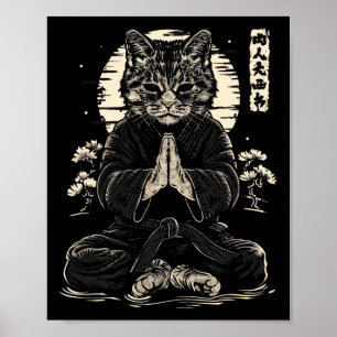 Cat Karate Fighter Animal Judo Meditative Pose  Poster