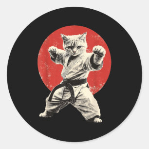 Cat Karate Judo Japan Japanese Classic Round Sticker
