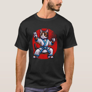 Cat Karate Judo Japanese Flag Japan Funny Graphic T-Shirt