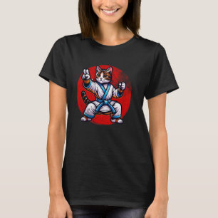 Cat Karate Judo Japanese Flag Japan Funny Graphic T-Shirt