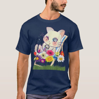 Cat Kawaii Kitten Boba Tea Bubble Tea Anime  T-Shirt