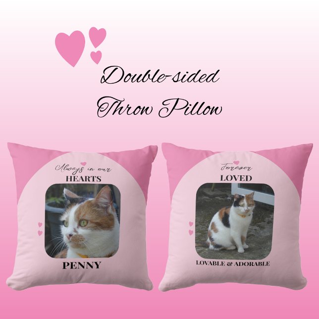 Cat Keepsake Pet 2 photos love hearts pink Cushion (Creator Uploaded)