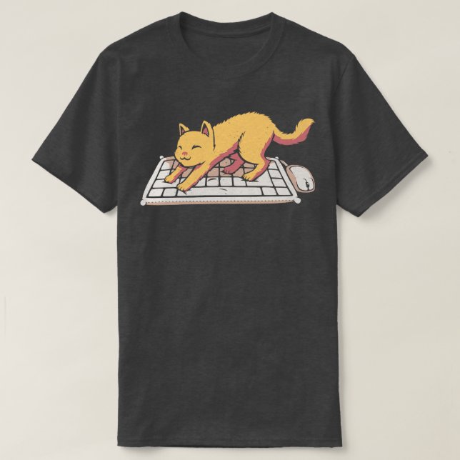 Cat Keyboard No Personal Space T-Shirt (Design Front)