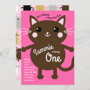 Cat Kid's Birthday Party Cute Kitty Invitation