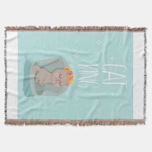 Cat King   Cat With Crown Cat Lover Throw Blanket